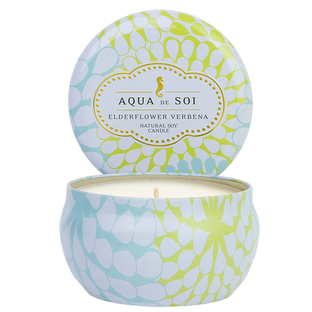 Elderflower Verbena, a 9 oz Aqua De Soi Candle Tin