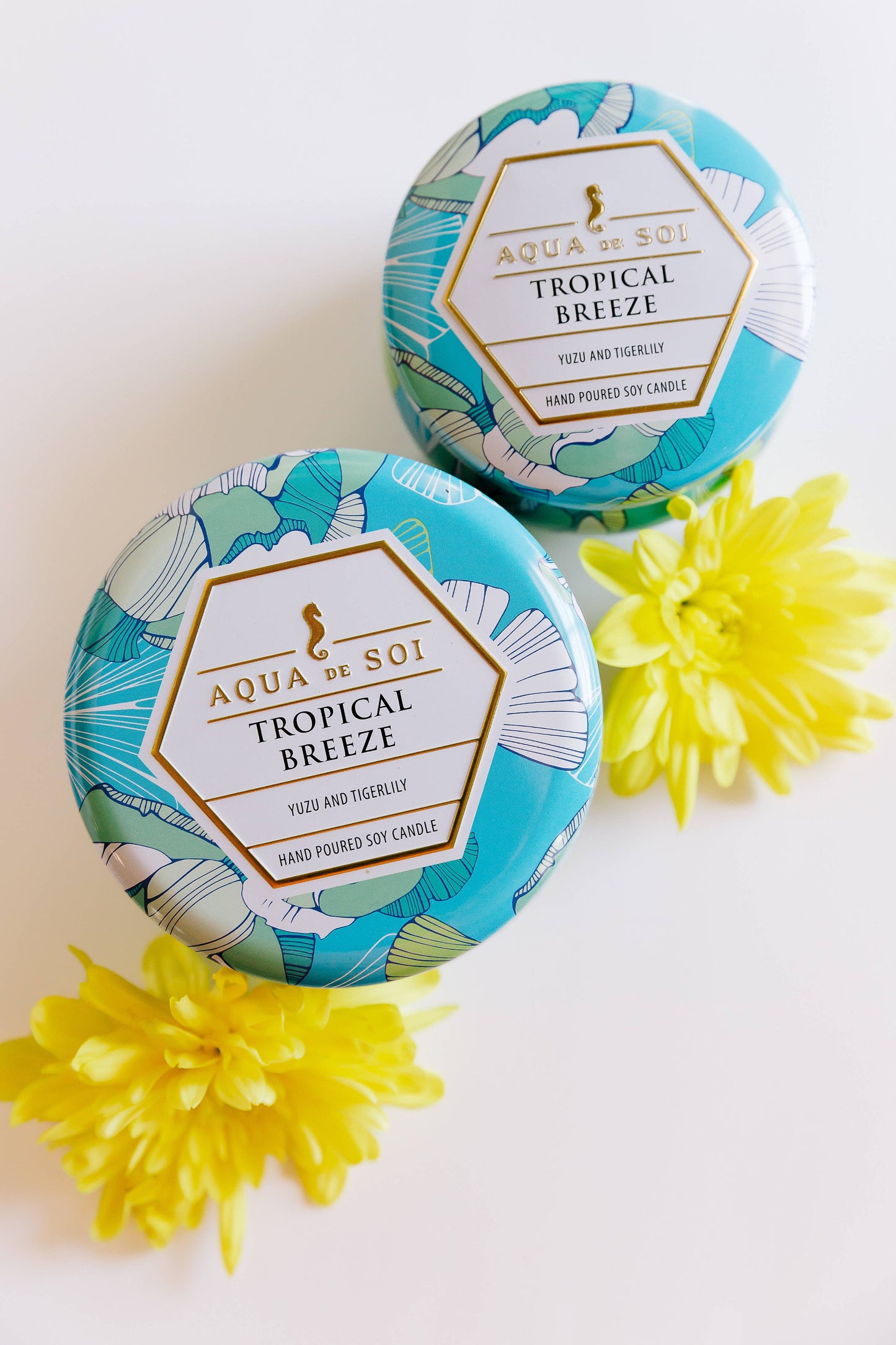 Tropical Breeze, a 9oz Aqua De Soy Candle Tin