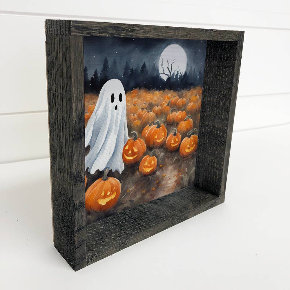 Ghostie's Moon Patch, a 6x6 mini framed canvas print