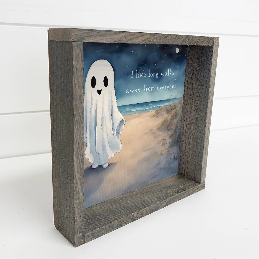 Beach Boo, a 6x6 framed coastal canvas art