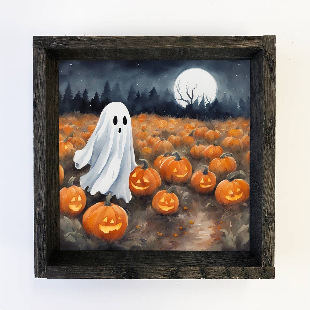 Ghostie's Moon Patch, a 6x6 mini framed canvas print
