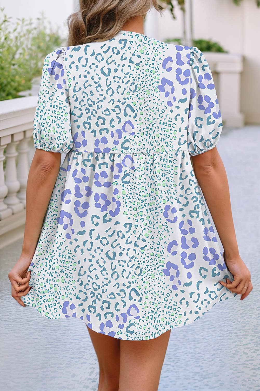 Blue Bow Bubble Shift Dress
