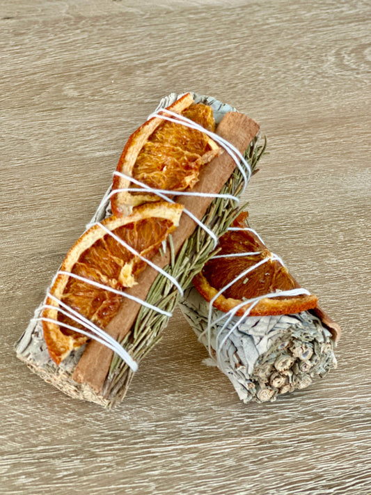 White Sage Sticks with Orange, Cinnamon, & Rosemary