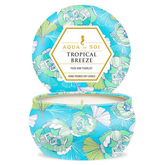 Tropical Breeze, a 9oz Aqua De Soy Candle Tin