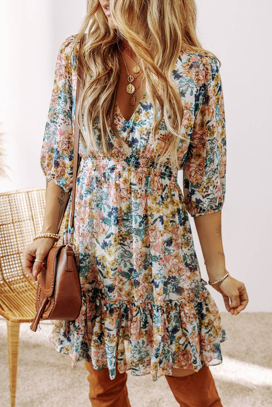 PRE-ORDER: Fall Delight: High Waist Ruffled Dress
