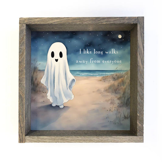 Beach Boo, a 6x6 framed coastal canvas art