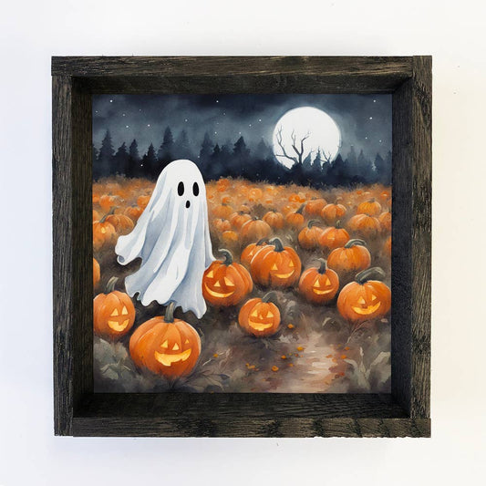 Ghostie's Moon Patch, a 6x6 mini framed canvas print